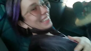 Blowjob and shafting with creampie in public service bus - BlakeProductions